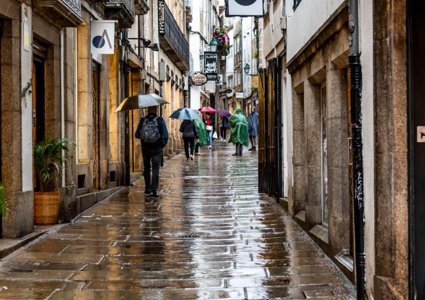 Chuvia en Santiago de Compostela