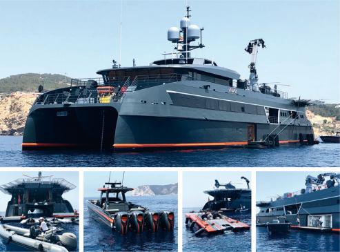 Escala en Vigo el “Hodor”, un catamarán que carga con los medios de entretenimiento del superyate de su billonario propietario