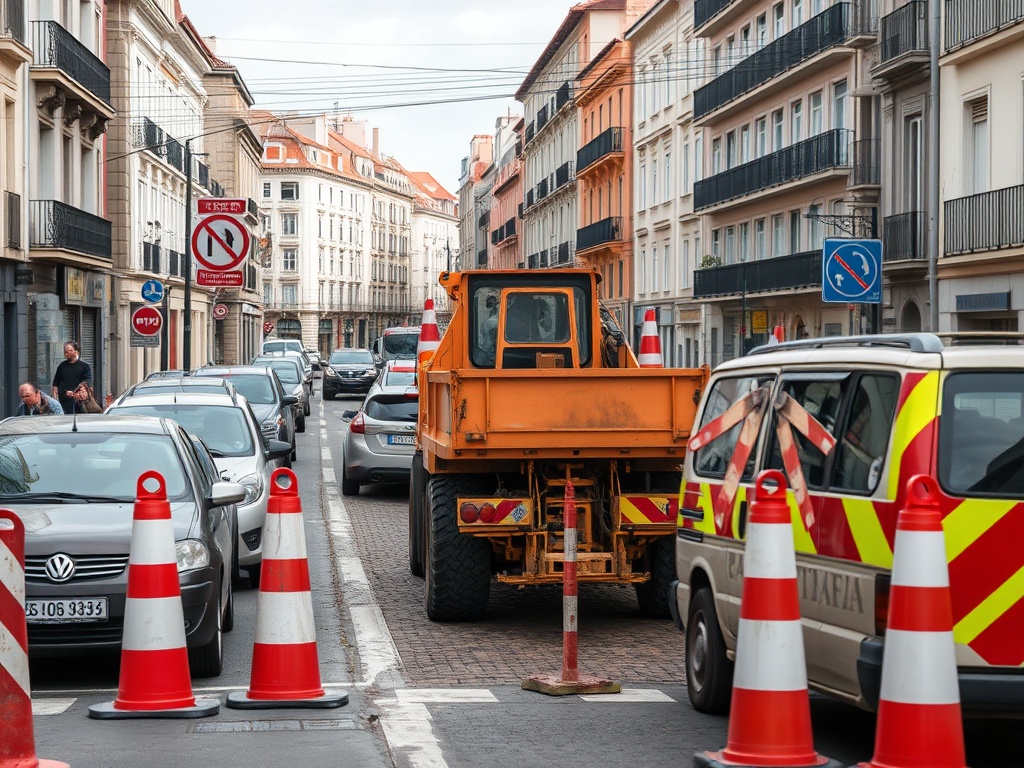 Vigo pecha ao tráfico Torrecedeira desde e cara á Praza da Industria pola reconstrución dun pozo