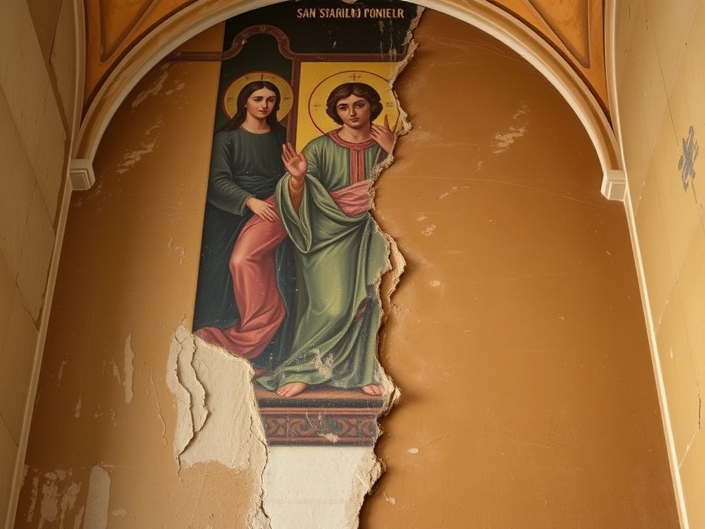 Denuncian o borrado dunha histórica pintada nun mosteiro de Ourense tras unha rodaxe de Netflix