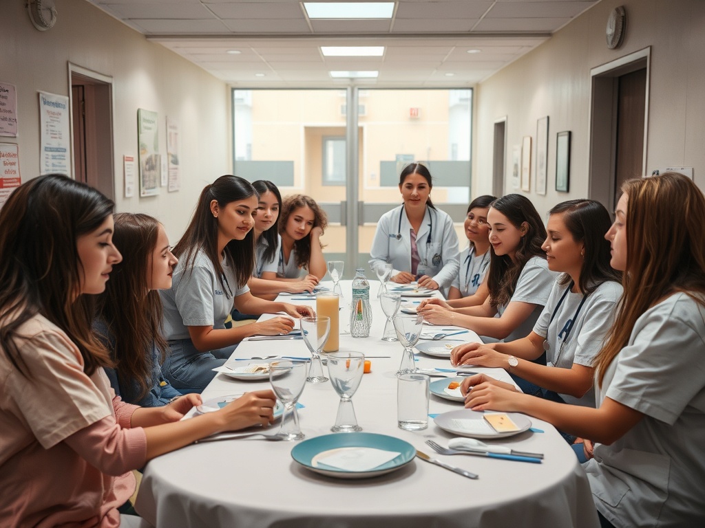 Un cento de escolares celebra o 8M no Álvaro Cunqueiro cunha mesa redonda de profesionais sanitarias