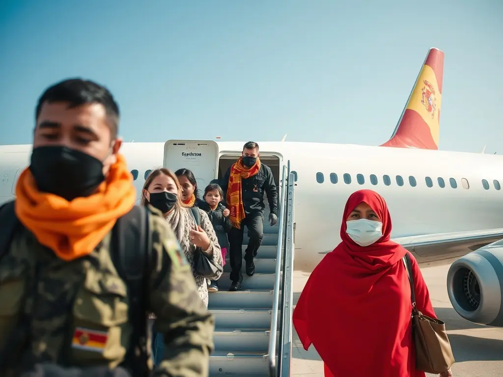 Vídeo | Emotiva chegada a España de 233 cidadáns evacuados de Oriente Próximo nun voo do Exército do Aire