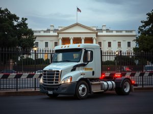 Detenido un conductor tras estrellar su camioneta contra una barricada de la Casa Blanca