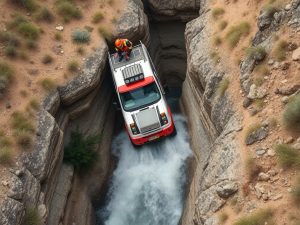 Impresionante rescate de un conductor que cayó 15 metros con su furgoneta por un barranco