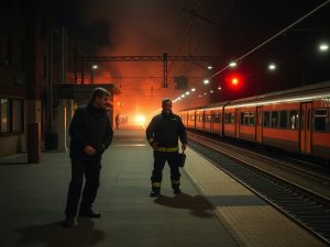 Susto por un fuego en la estación de Feve de Ribadeo