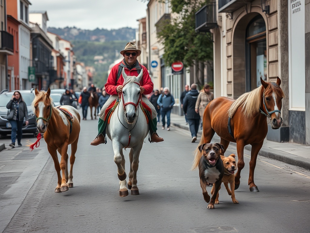 Un peregrino checo llega a Lugo tras siete meses y 8.000 kilómetros junto a un caballo, un pony y dos perros