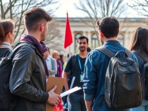 Os estudantes reclaman diálogo, bolsas e melloras no campus á nova reitora da USC