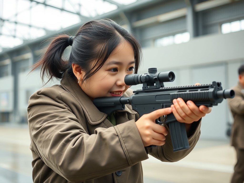 A filla do líder norcoreano participa nunha nova proba de tiro durante a visita a unha fábrica de armas