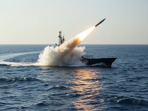 El momento en que un misil impacta contra un petrolero en aguas de Irak