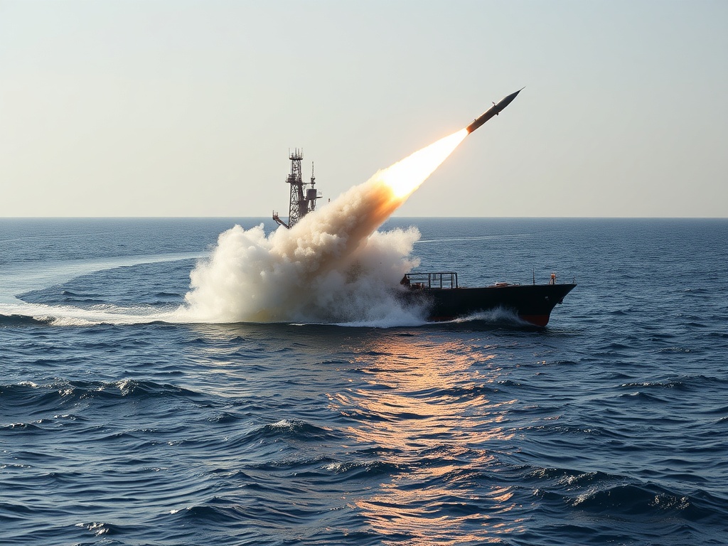 O momento en que un míssil impacta contra un petroleiro en augas de Irak