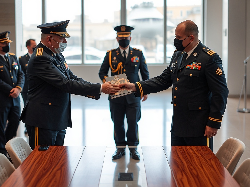 Marinetea estrecha lazos con la Brilat y entrega al general González Alvarado un libro histórico de la ETEA
