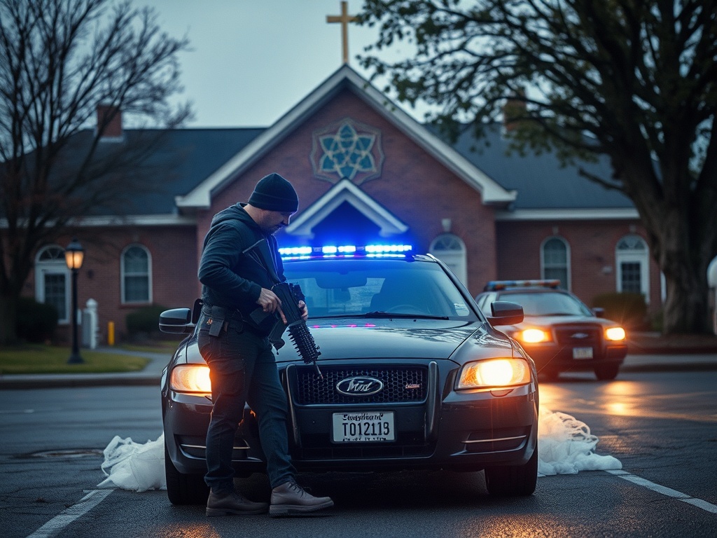 Abatido un home armado que embestiu co seu coche unha sinagoga en Michigan