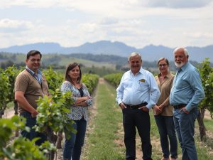 Empresarios gallegos visitan la vinícola Alma Galiza en la ruta del vino de São Paulo