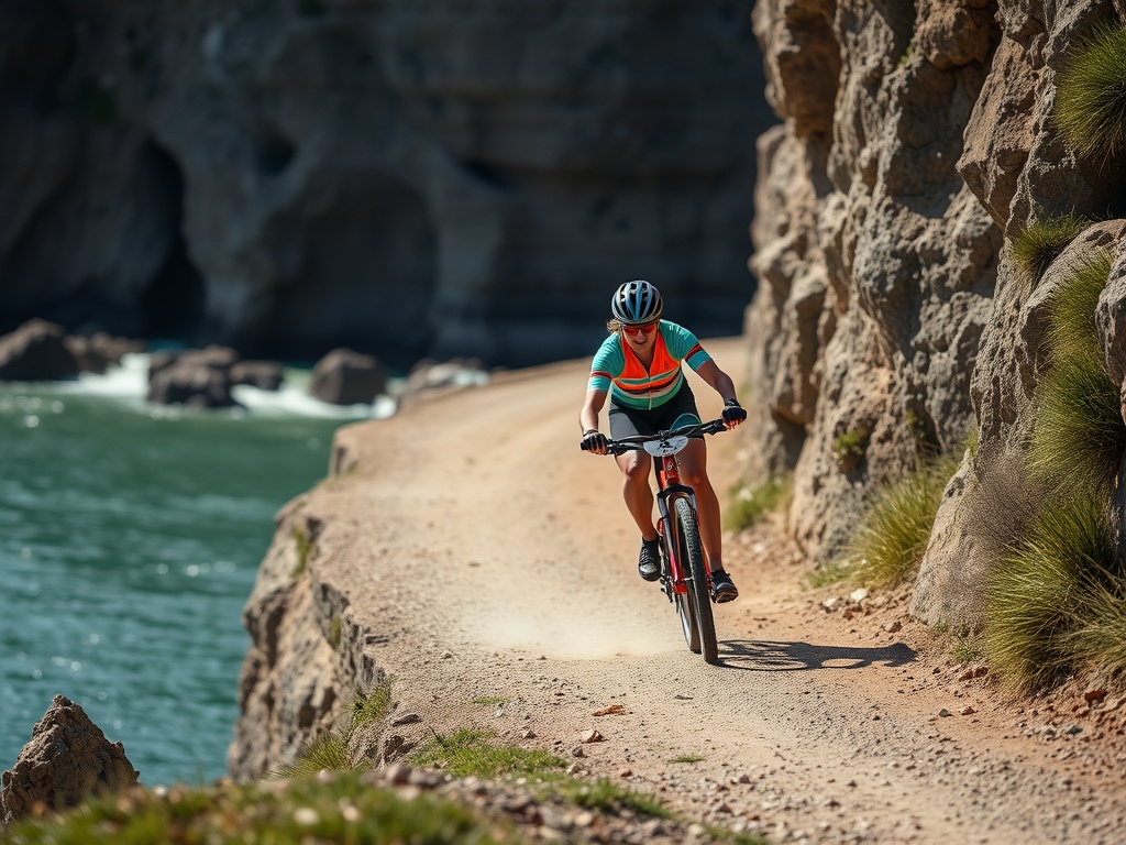 A ciclista Cecilia Sopeña salva a vida tras deslizarse cara a un acantilado e difunde o vídeo do incidente.