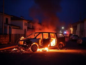 Un turismo quedou calcinado en Porto do Son tras incendiarse na tarde-noite do venres.