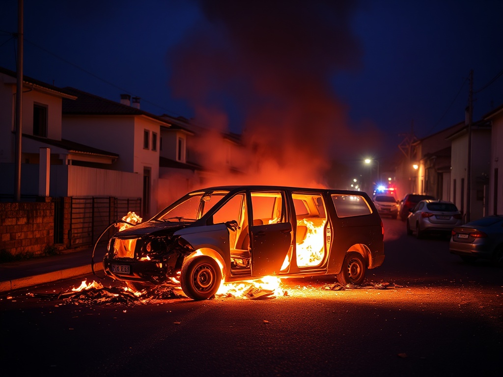 Un turismo quedou calcinado en Porto do Son tras incendiarse na tarde-noite do venres.