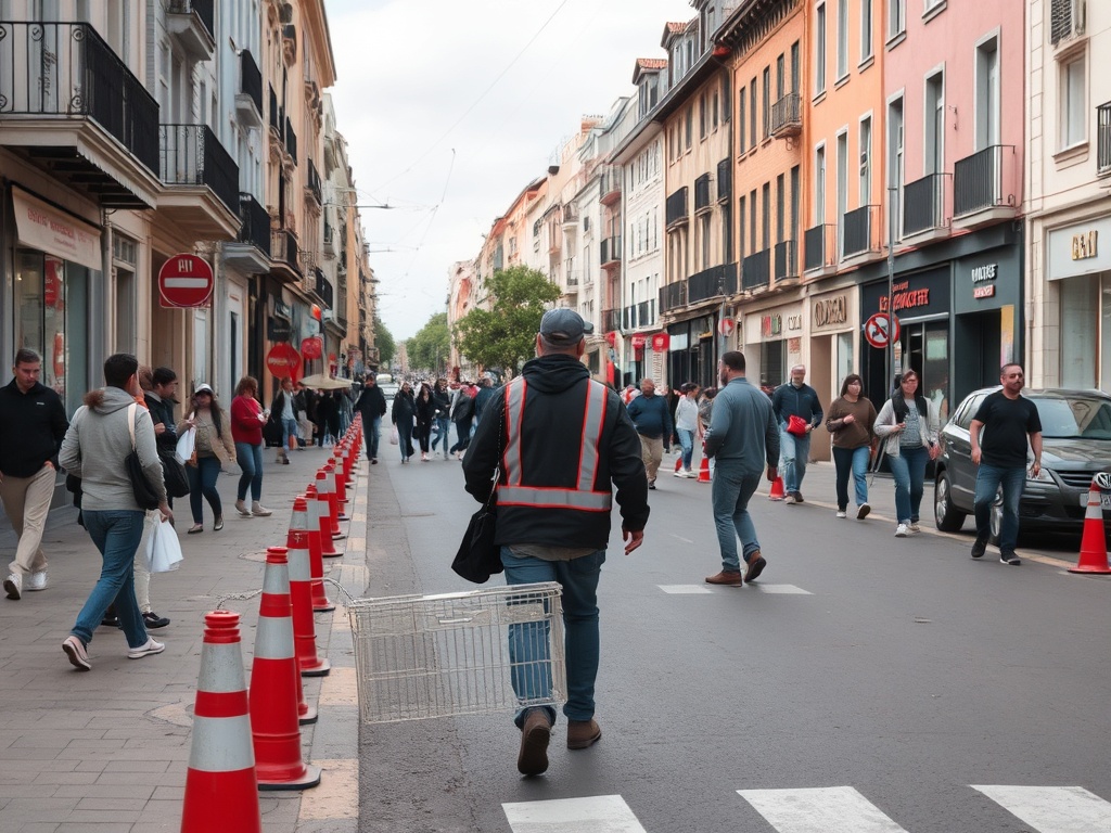 La constructora de la avenida de Portugal desoye la orden de reinicio y vecinos y comerciantes se movilizan