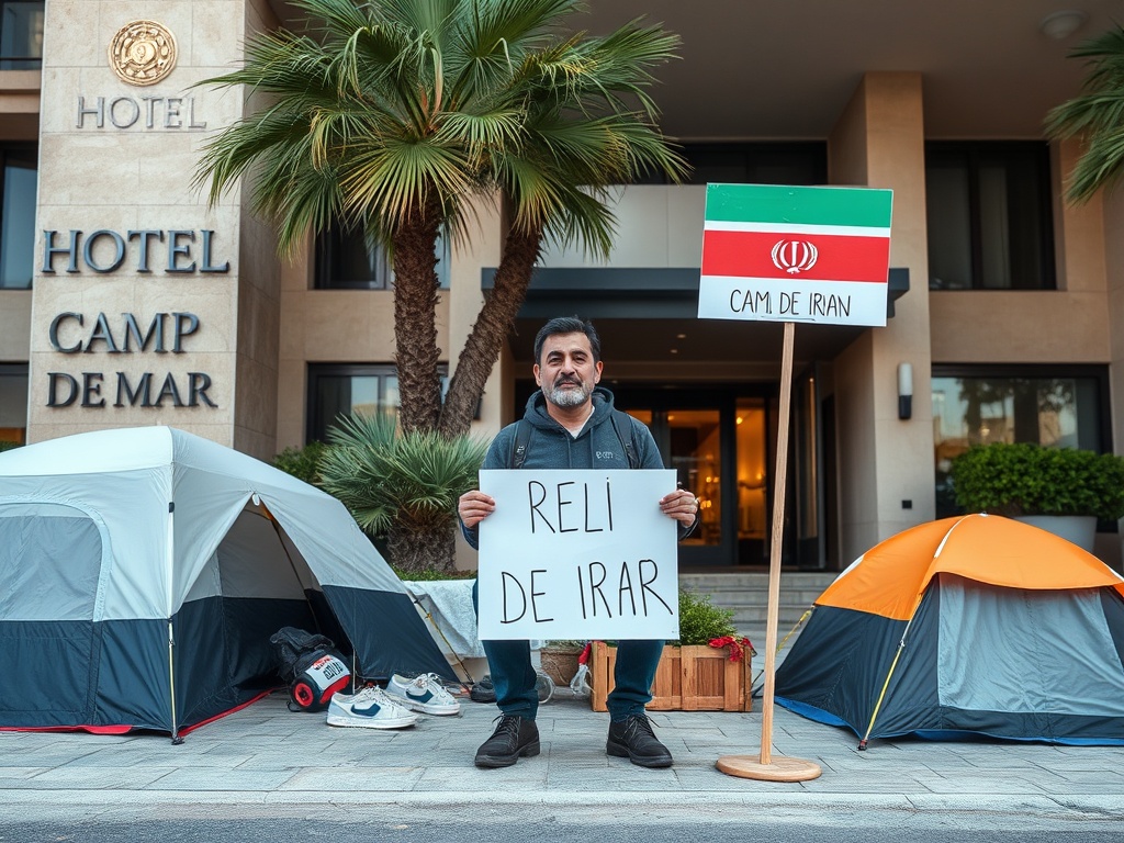 Protesta en Camp de Mar frente a un hotel de lujo por sus vínculos con un magnate iraní sancionado