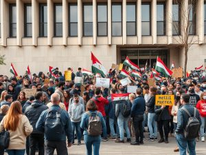 Cerca de 200 personas se concentran en Vigo para exigir el cese de la guerra en Oriente Medio