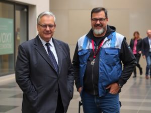 Milei se reúne en Madrid con Abascal vestido con un mono de trabajo de la petrolera YPF