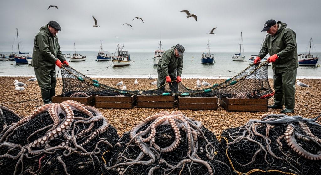 A «praga» de polbo segue no sur de Inglaterra: máis de 400 toneladas en dous meses e un aumento do 450% respecto ao ano anterior