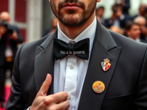 Javier Bardem exhibe 'No a la guerra' y el pin de Handala en la alfombra roja de los Oscar