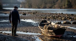 Pescador ourensán: "Sorprendeume o baixo que vai o nivel do Miño"