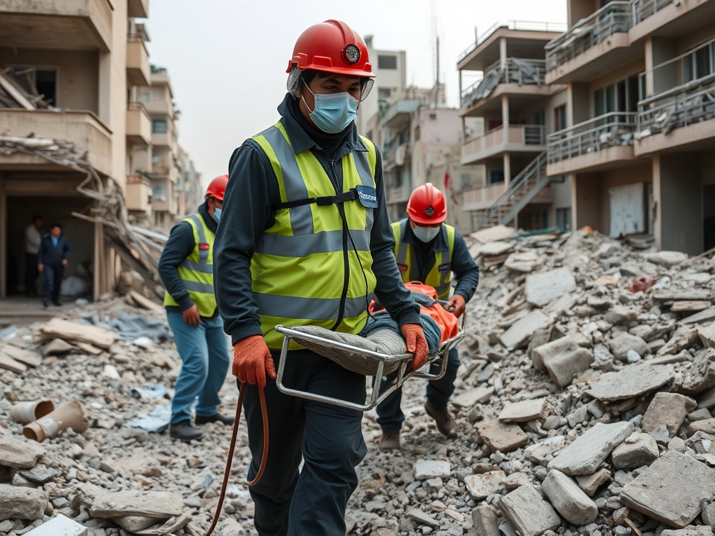 Rescate de vítimas entre os escombros tras os bombardeos en Teherán