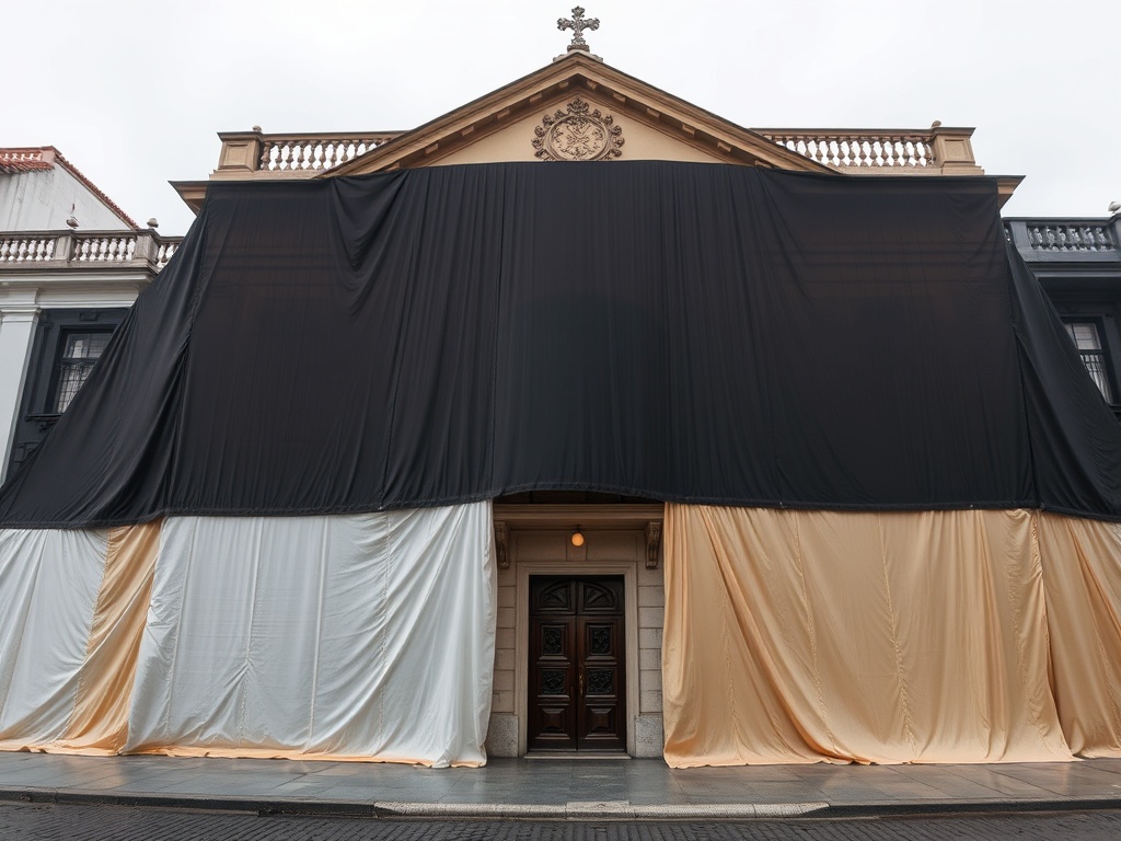 Un andamio cobre parte da Casa Escudero en A Coruña por risco de desprendementos