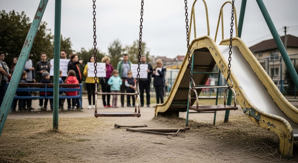 MovementoxPoio exige intervención inmediata por el deterioro de los juegos infantiles en Lourido