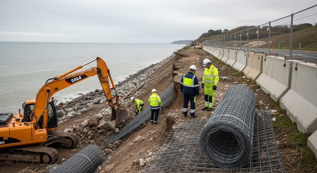 Oleiros reforza a seguridade do talude de Naval tras o derrubamento provocado polos temporais