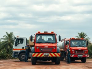 Operarios realizan unha poda preventiva nas palmeiras de Méndez Núñez por temor ao picudo vermello