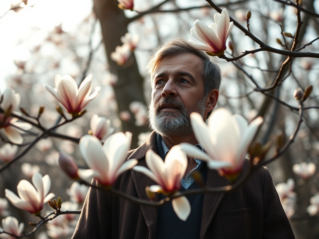 «O home do bosque» ensínanos como as magnolias adiantan a primavera no Parque de Castrelos