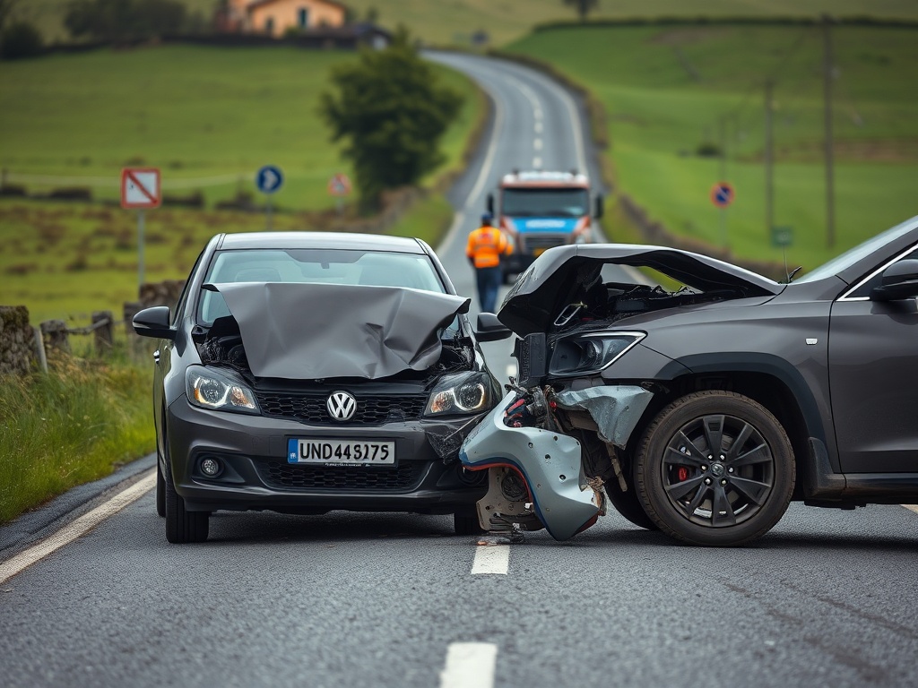 Tres feridos tras chocar frontalmente dous coches en Salvaterra de Miño
