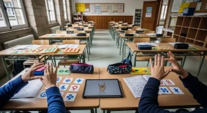 Un centro de Ourense reorganiza a aula e ensina lingua de signos para integrar unha alumna xorda