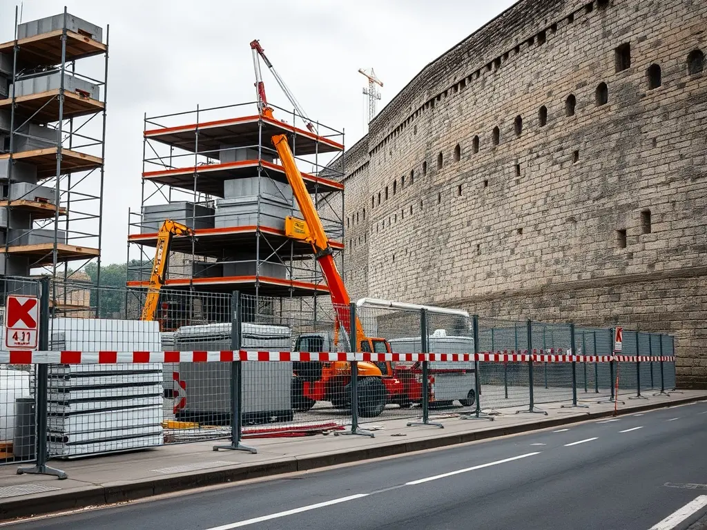 A nova pasarela do Carril das Flores toma forma e liberará o tramo xunto á Muralla de Lugo