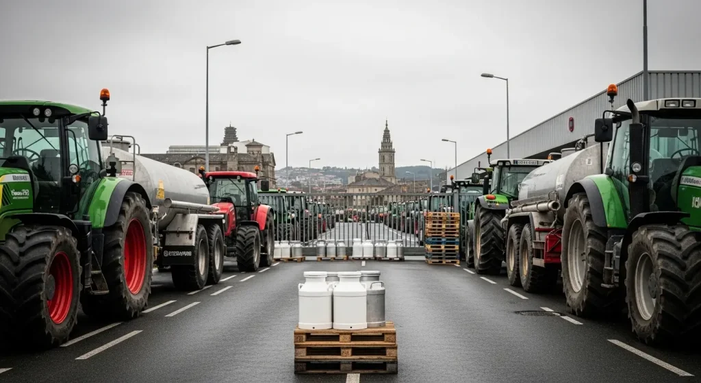 Gandeiros galegos protestan en Santiago pola chegada masiva de leite barato e pola caída dos prezos