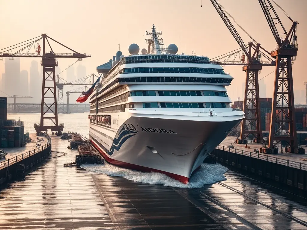 O naval chinés marca territorio na construción de grandes cruceiros coa botadura do «Adora Flora City»