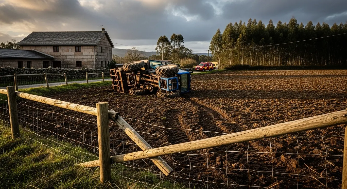 Fallece un hombre de 73 años tras volcar con su tractor en una finca de O Corgo