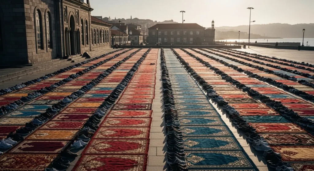 Máis de 4.000 fieis musulmáns celebran en Vigo o fin do Ramadán e elevan pregarias pola paz