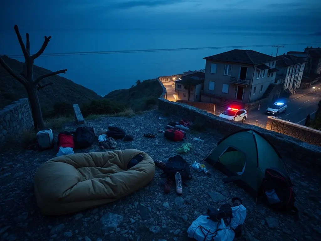 A parella de okupas de Moaña durme no monte e admite o risco penal: «Se entramos noutra casa caenme catro meses a min e ata dous anos a Antón»