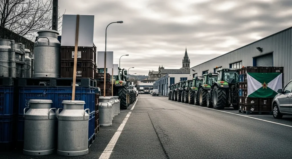 Gandeiros galegos toman Santiago e denuncian leite importado a prezos que afunden explotacións