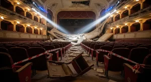 Cinco feridos tras desprenderse parte do falso teito do Teatro Principal de Pontevedra ao inicio dun concerto