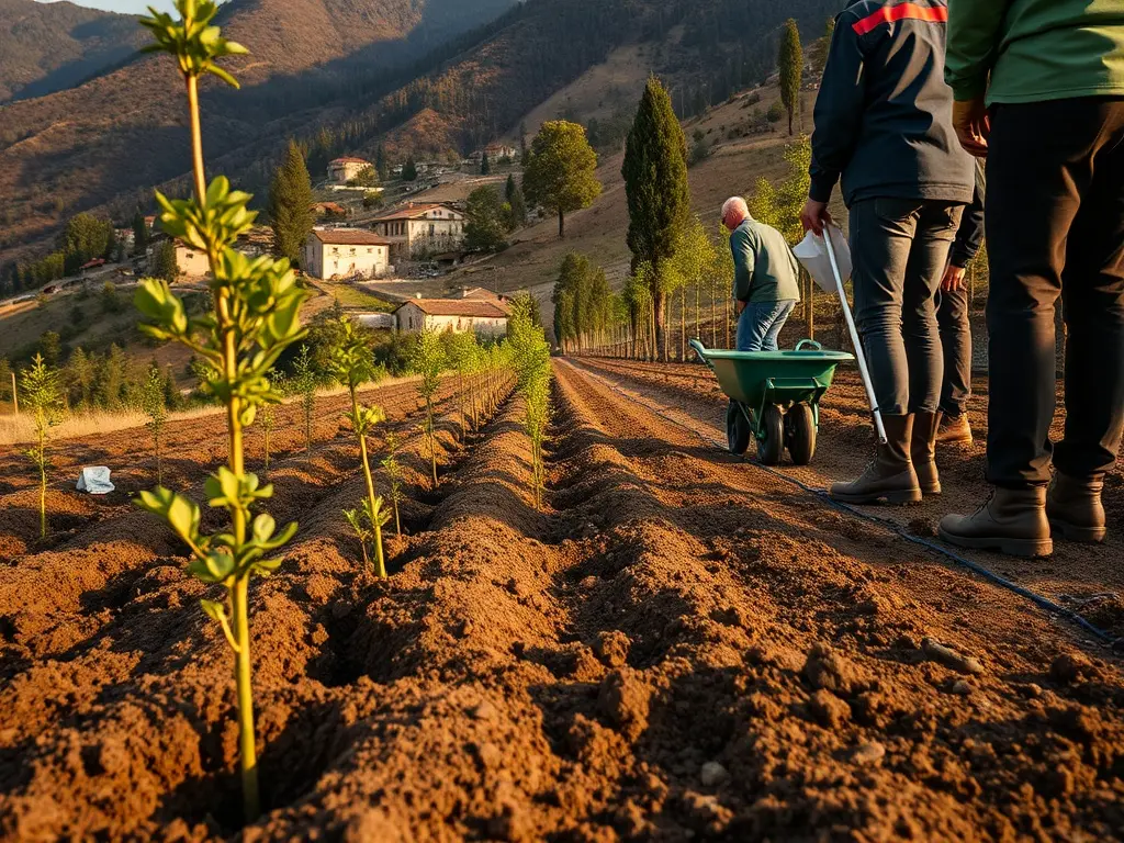 Plantan 700 árbores en Larouco, o concello onde comezou o maior incendio da historia de Galicia