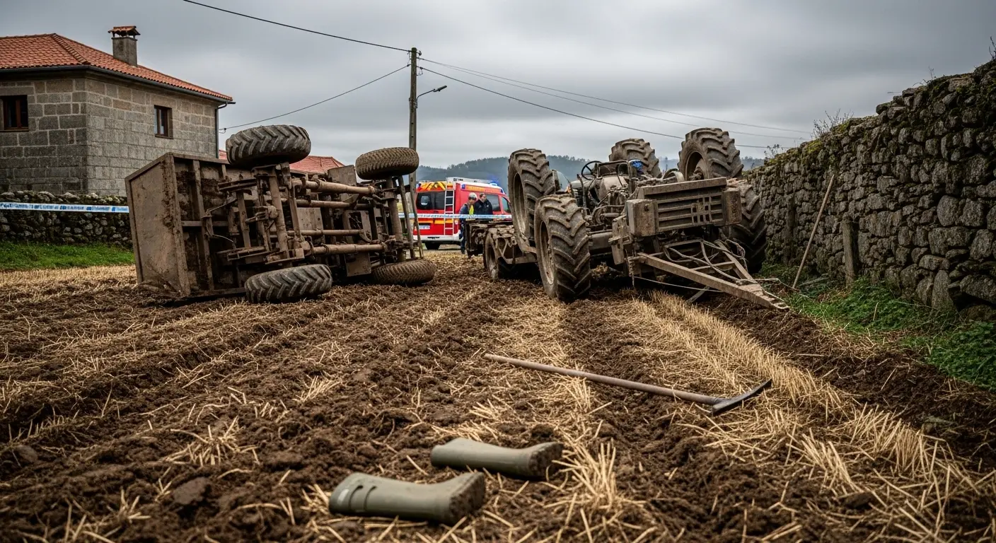 Muere un hombre en O Corgo tras volcar su tractor en una parcela de Queizán