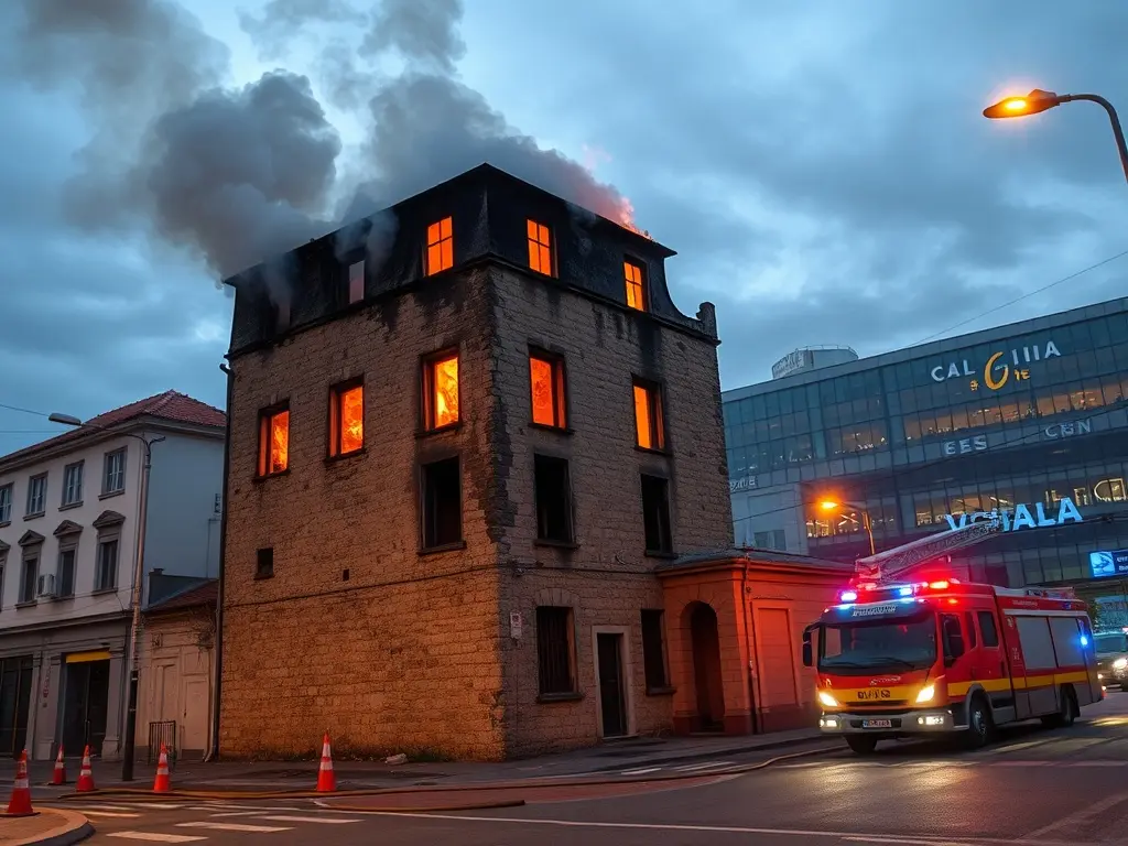 Incendio nunha casa abandonada xunto a Vialia obriga á mobilización dos Bombeiros de Vigo
