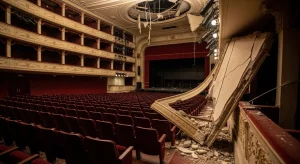 Catro persoas feridas leves tras caer un fragmento do falso teito do Teatro Principal de Pontevedra durante un concerto