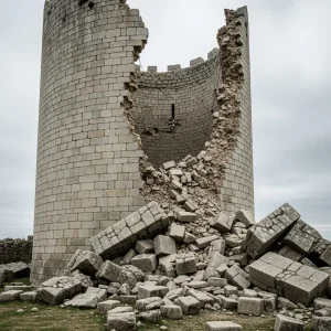 Colapsa torre medieval de Aez gran parte del muro norte, BIC