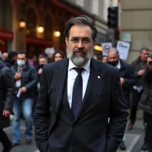 Mueco del conselleiro smbolo en el encierro mdico en Vigo