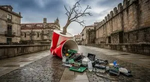 Primo volve ao casco histórico de Lugo cunha intervención que cuestiona o consumismo
